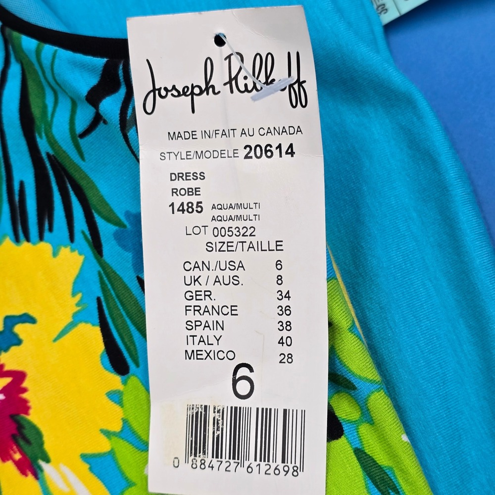 Joseph Ribkoff Floral Halter Sheath Dress 20614 Aqua Blue Size 6 NWT NEW - Picture 8 of 9